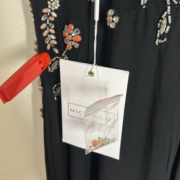 Mac Duggal MULTI COLOR embellished BEADED FLORAL CAMI GOWN black size 10 42006 - Picture 10 of 14